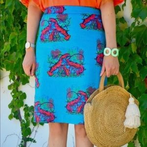 NWT J. Crew Lobster Print Pencil Skirt Size 4
